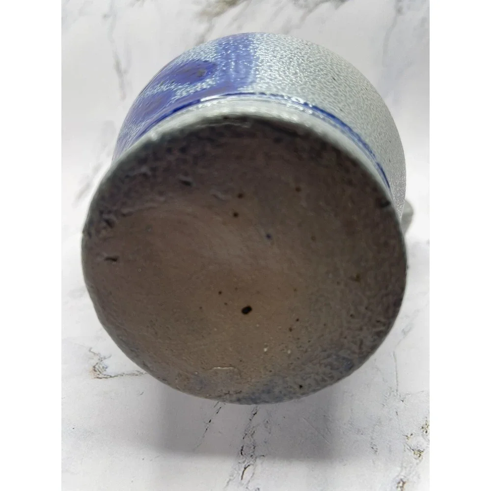 Vintage‎ Stoneware Salt Glazed Stein/Tankard Cobalt Blue w/Pewter Lid 8.5